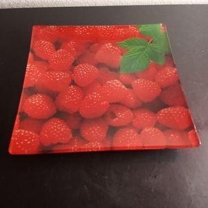 Prima Donna Reverse Painted 8" Raspberry Fruit Plate